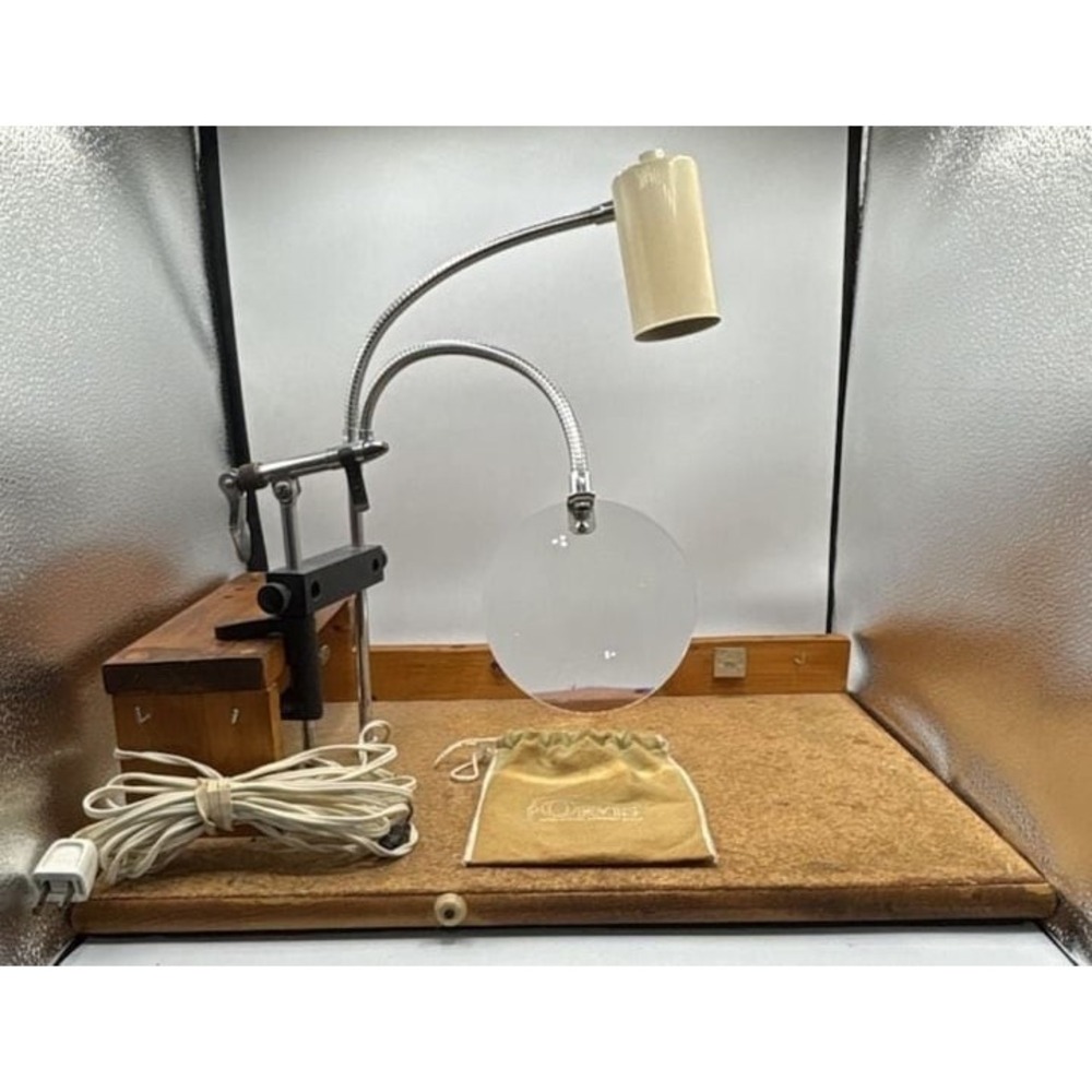 Vintage Orvis Fly Tying Vise and Workbench Station with Magnifier and Lamp